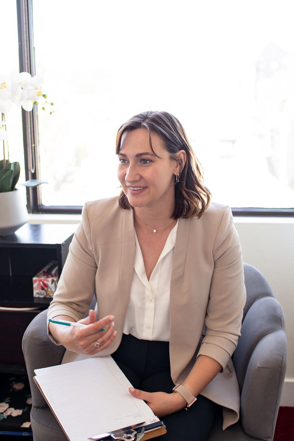 Therapist in conversation with client